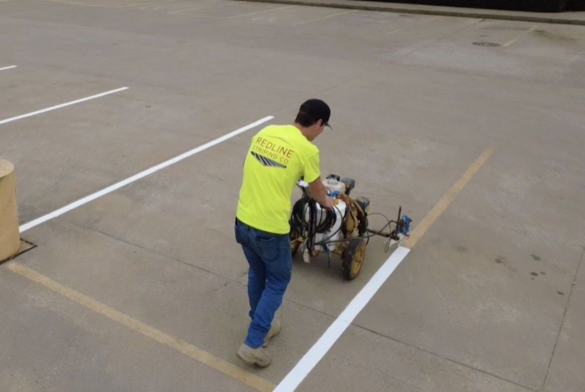 Parking lot restriping in Iowa City Coralville